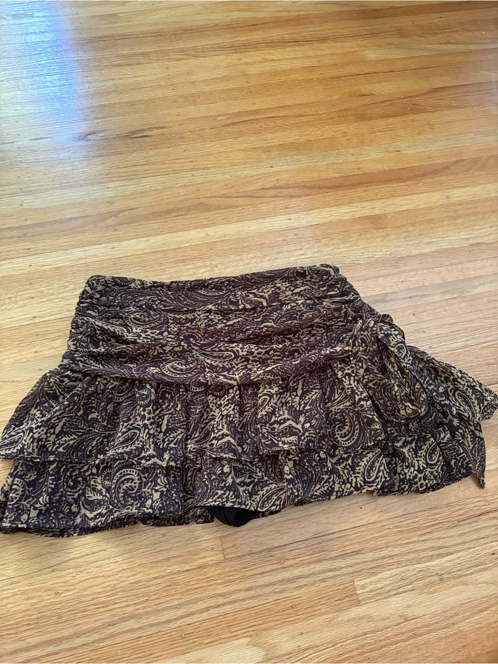 Zara - Paisley Mini Skort in Brown and Cream